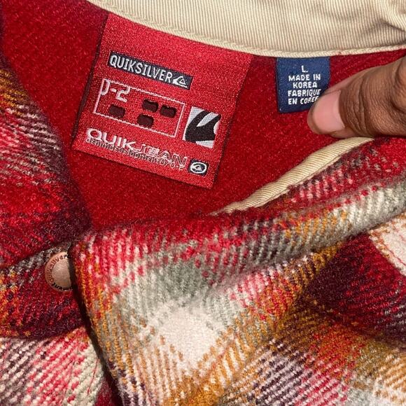 Vintage Quiksilver QuickJean Mens Flannel Jacket Plaid Shacket Size Large 90s - Picture 3 of 6